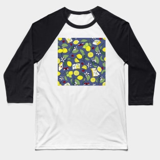 lemons, books and ladybugs on steel gray Baseball T-Shirt